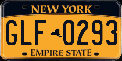 NY license plate GLF0293