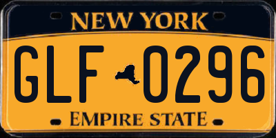 NY license plate GLF0296