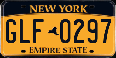 NY license plate GLF0297