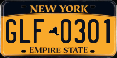 NY license plate GLF0301