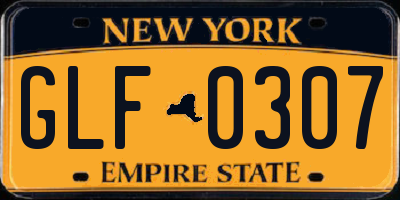 NY license plate GLF0307