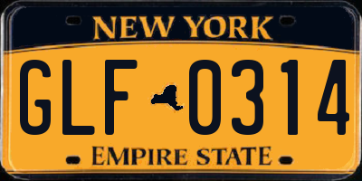 NY license plate GLF0314