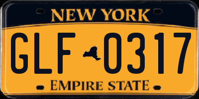 NY license plate GLF0317