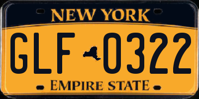 NY license plate GLF0322