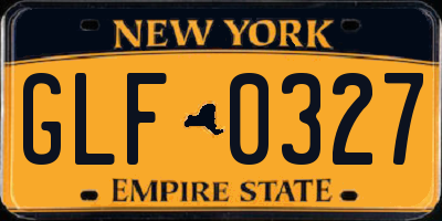 NY license plate GLF0327