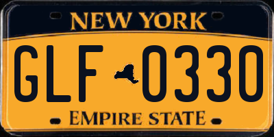 NY license plate GLF0330