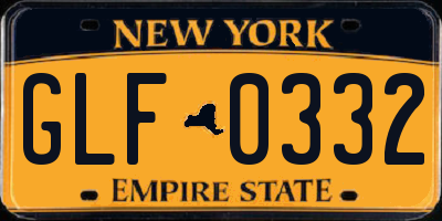 NY license plate GLF0332