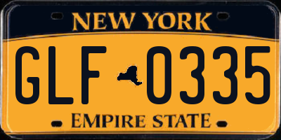 NY license plate GLF0335