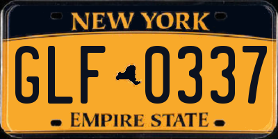 NY license plate GLF0337