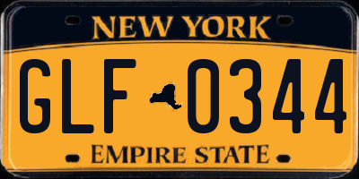 NY license plate GLF0344