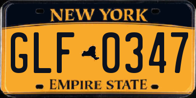 NY license plate GLF0347