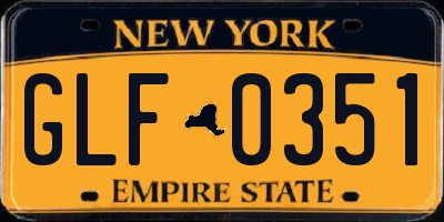 NY license plate GLF0351
