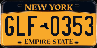 NY license plate GLF0353