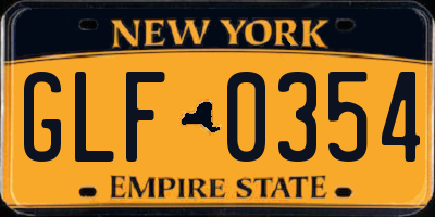 NY license plate GLF0354