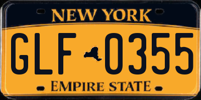 NY license plate GLF0355