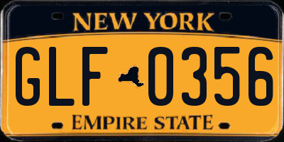 NY license plate GLF0356