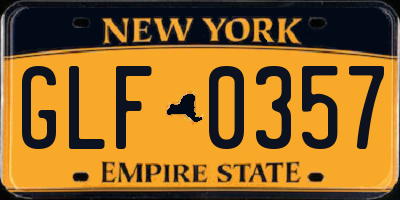 NY license plate GLF0357