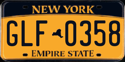NY license plate GLF0358