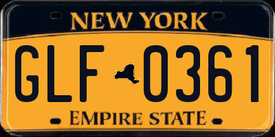 NY license plate GLF0361