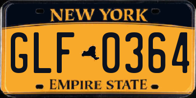 NY license plate GLF0364