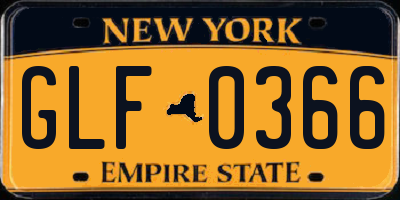 NY license plate GLF0366