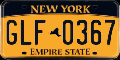 NY license plate GLF0367