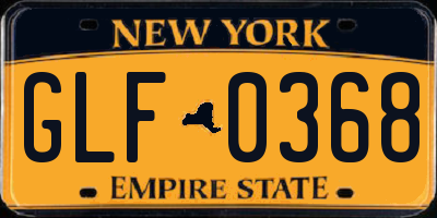 NY license plate GLF0368