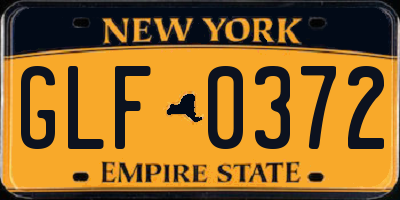 NY license plate GLF0372