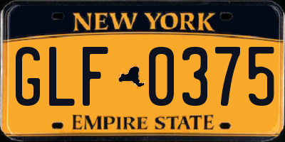 NY license plate GLF0375