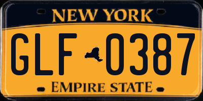 NY license plate GLF0387
