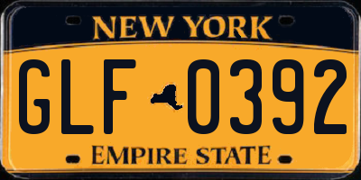 NY license plate GLF0392