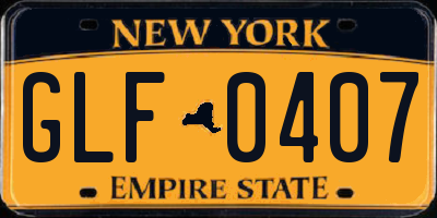 NY license plate GLF0407