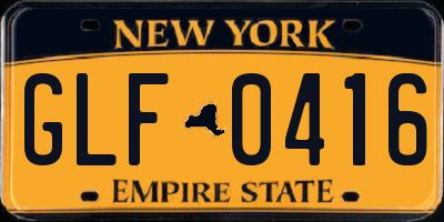 NY license plate GLF0416