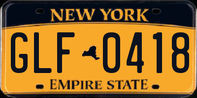 NY license plate GLF0418