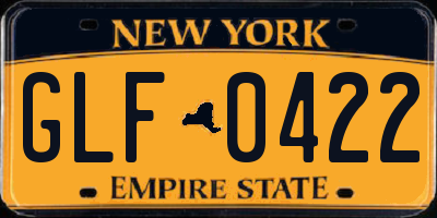 NY license plate GLF0422