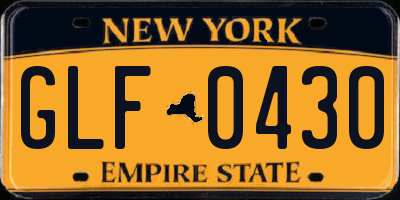 NY license plate GLF0430