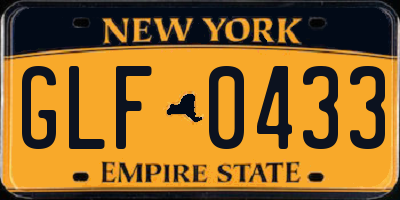 NY license plate GLF0433