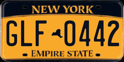 NY license plate GLF0442