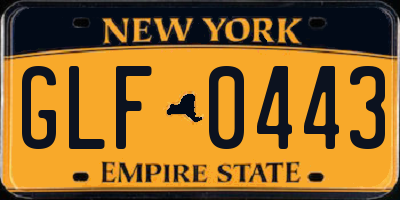NY license plate GLF0443