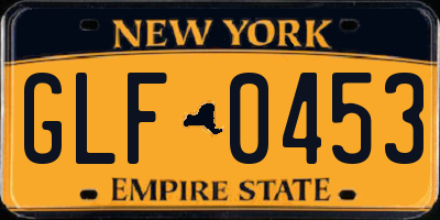 NY license plate GLF0453