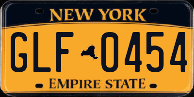 NY license plate GLF0454