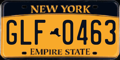 NY license plate GLF0463