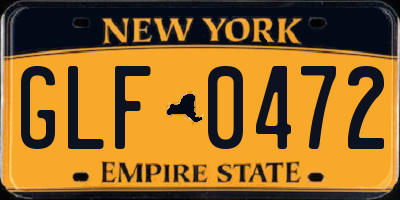 NY license plate GLF0472