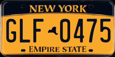 NY license plate GLF0475