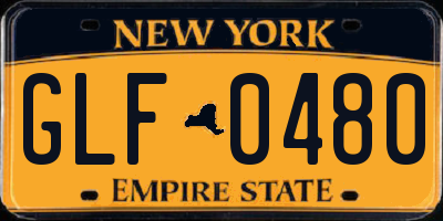 NY license plate GLF0480