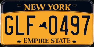 NY license plate GLF0497