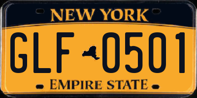 NY license plate GLF0501