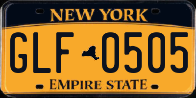 NY license plate GLF0505