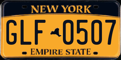 NY license plate GLF0507