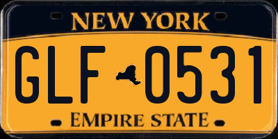 NY license plate GLF0531